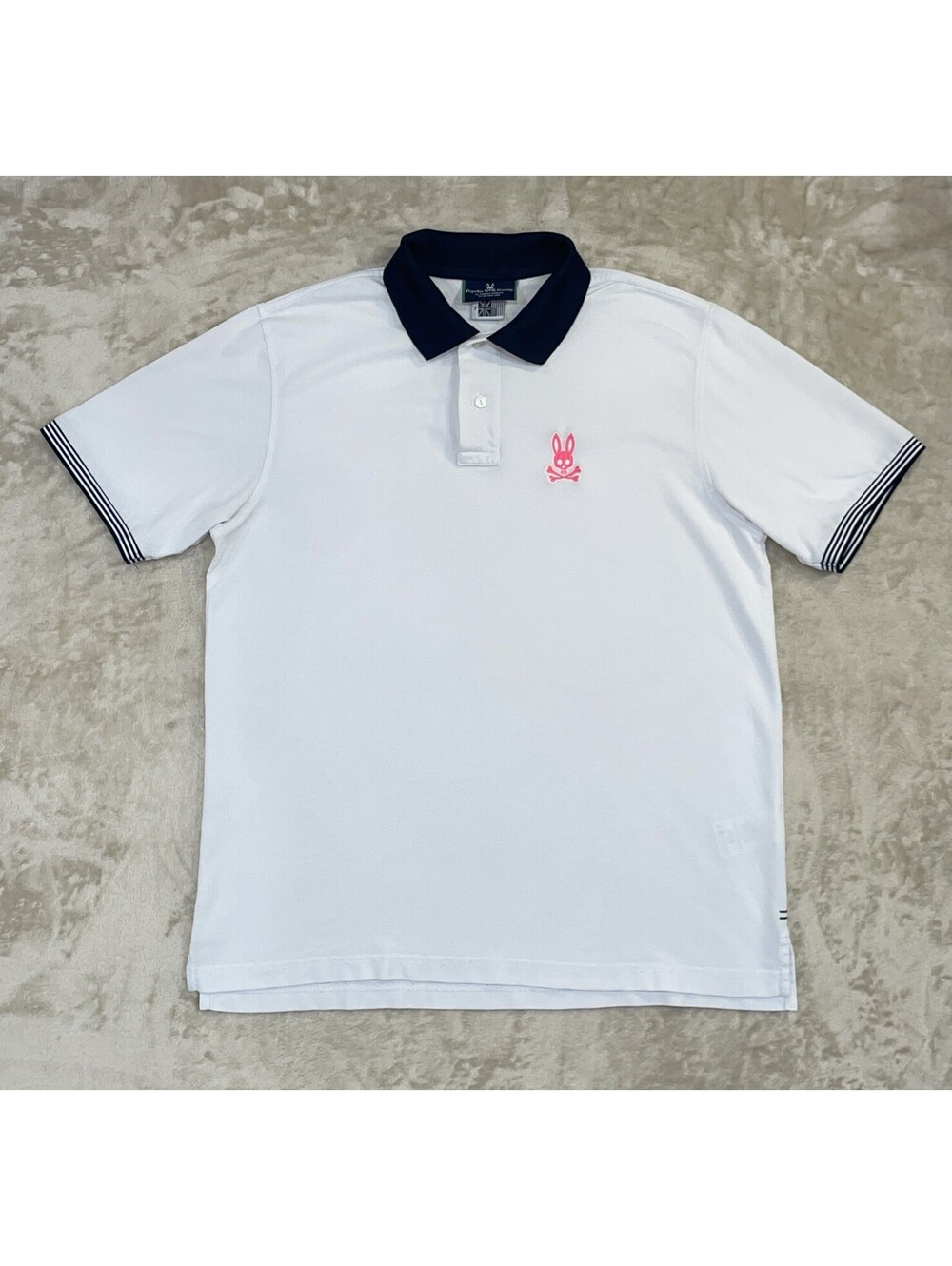 Psycho Bunny Polo Shirt White Short Sleeve Pink Logo Pima Cotton Mens XL (7)
